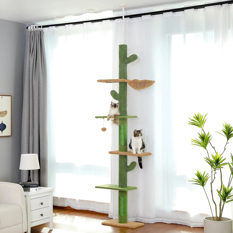 Kaktusturm™ – Deckenhoher Katzenbaum mit 5 Ebenen & Sisal