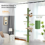 Kaktusturm™ – Deckenhoher Katzenbaum mit 5 Ebenen & Sisal