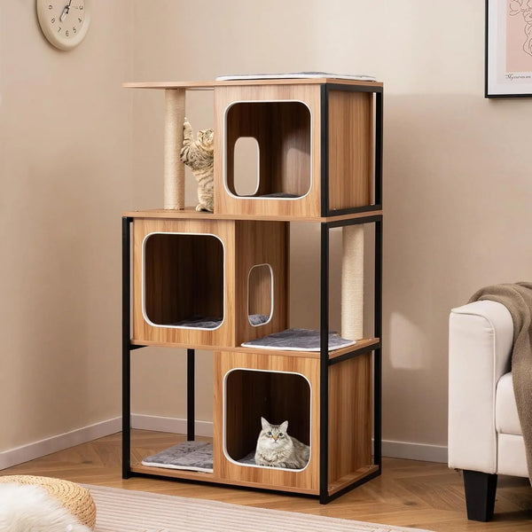 Kibo™ – Großer Kratzbaum mit Metallgestell, Sisal & waschbaren Kissen für Katzen