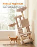 Pax™ – Kratzbaum 135 cm mit Plüsch, Höhle & Hängematte für große Katzen