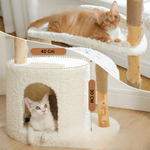 Rattan™ – Katzenbaum aus Naturholz & Rattan mit Liegekorb & Katzenhaus