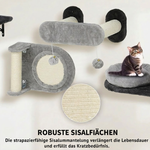 Kletterwelt™ – 11-teiliges Katzen-Wandparcours-Set mit Flanell, Haus, Hängematte, Sisal & Brücke
