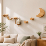 Wandpfoten™ – 6-teiliges Katzen-Kletterwand-Set mit Hängematte, Brücke, Plattformen & Kratzbaum