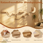 Wandpfoten™ – 6-teiliges Katzen-Kletterwand-Set mit Hängematte, Brücke, Plattformen & Kratzbaum