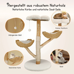 Willow™ – Moderner Katzenbaum aus Weidenholz mit 3 Ebenen & Sisal