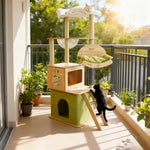 Oak™ – Massivholz-Kletterbaum mit Katzennest & 4 Ebenen