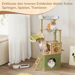 Oak™ – Massivholz-Kletterbaum mit Katzennest & 4 Ebenen