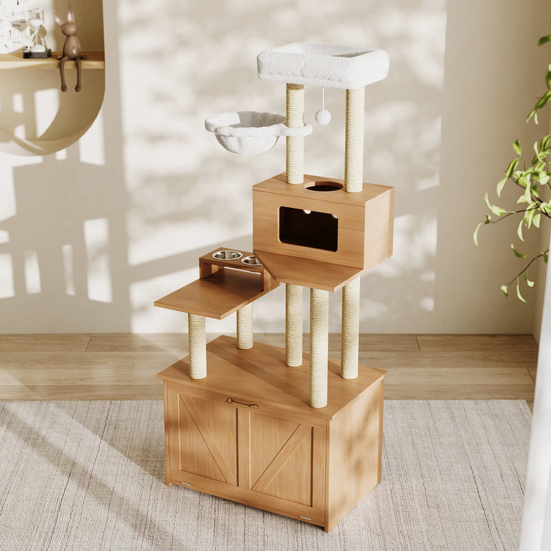 Loft™ – Moderner Kratzbaum 5 Ebenen mit Stauraum & Hängematte