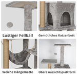 Luno – Der Katzenbaum, der bleibt. 126 cm, 4 Ebenen, Sisal & Hängematte