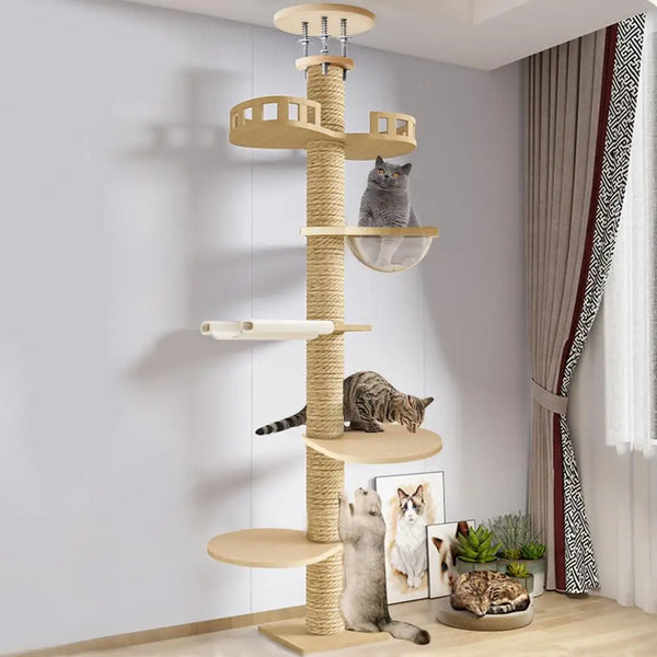 Luna™ – Premium Decken-Kratzbaum für aktive Wohnungskatzen