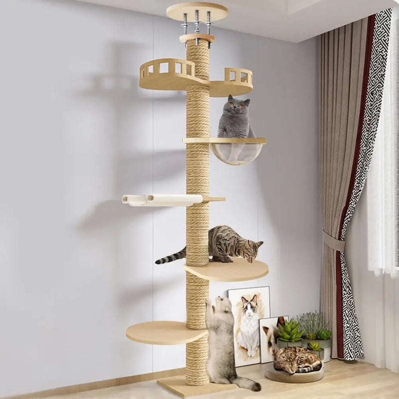 Luna™ – Premium Decken-Kratzbaum für aktive Wohnungskatzen