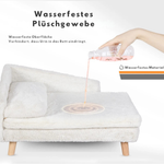 Curve™ – L-förmiges Katzensofa aus Gummiholz & Plüsch