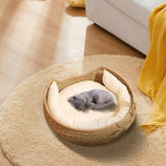 Korbtraum™ – Geflochtenes Katzenbett mit Kissen