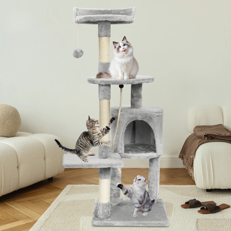 Passer™ – Mehrsтöckiger Kratzbaum mit Spielzeug & Kuschelhaus für Wohnungskatzen