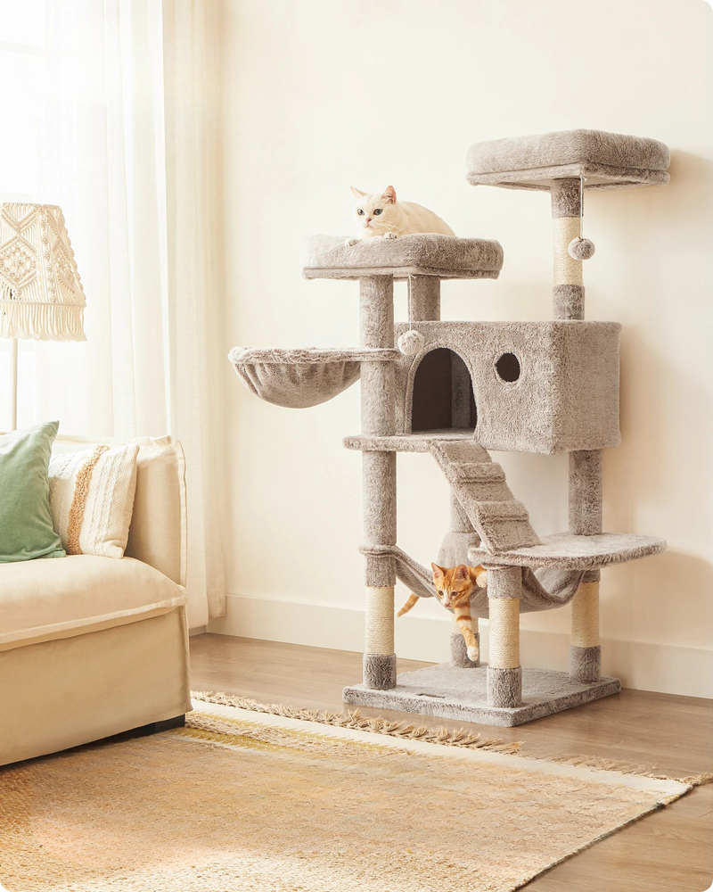 Pax™ – Kratzbaum 135 cm mit Plüsch, Höhle & Hängematte für große Katzen