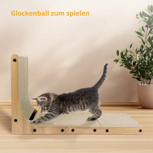 Corner™ – L-förmiges Katzenkratzbrett 68 cm mit Katzenminze & Spielzeug