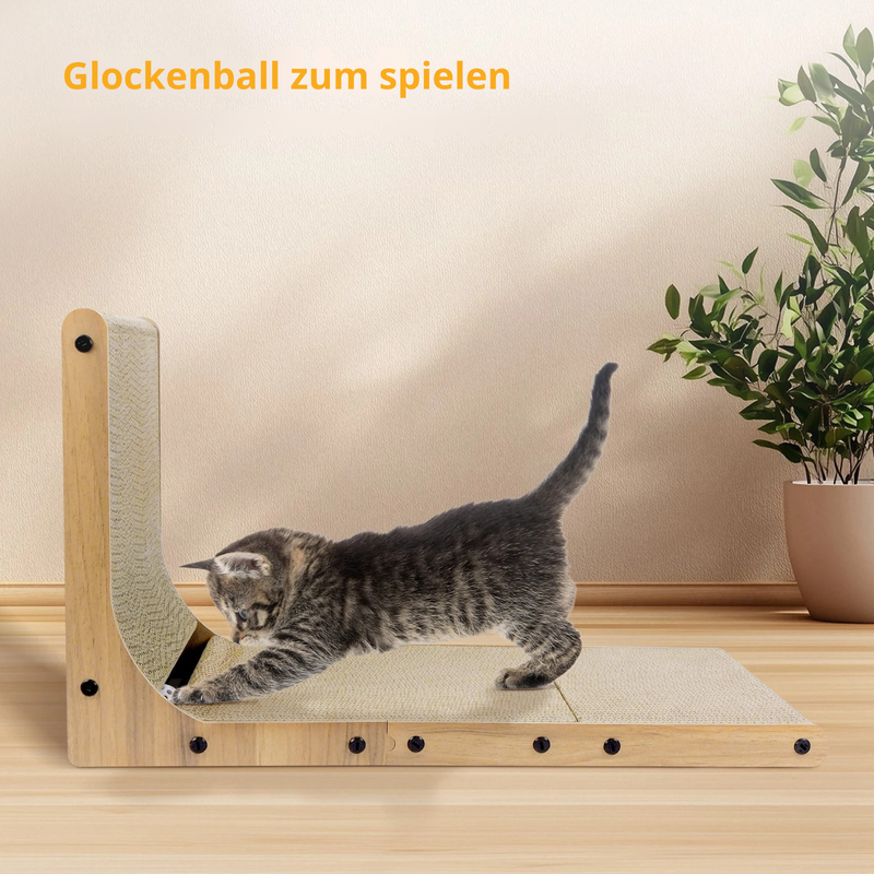 Corner™ – L-förmiges Katzenkratzbrett 68 cm mit Katzenminze & Spielzeug