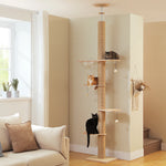 Wolkenturm™ – Deckenhoher Holz-Katzenbaum mit Acryl-Höhle & Sisal