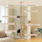 Wolkenturm™ – Deckenhoher Holz-Katzenbaum mit Acryl-Höhle & Sisal