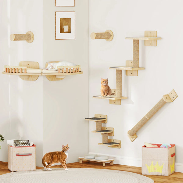 Grid™ – Katzen-Kletterwand-Set 7-teilig aus Kiefernholz