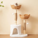Solid™ – Kratzbaum aus Massivholz mit Liegekorb, Höhle & Sisal für große Katzen