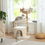 Rattan™ – Katzenbaum aus Naturholz & Rattan mit Liegekorb & Katzenhaus