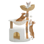 Rattan™ – Katzenbaum aus Naturholz & Rattan mit Liegekorb & Katzenhaus