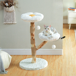 Rattan™ – Katzenbaum aus Naturholz & Rattan mit Liegekorb & Katzenhaus