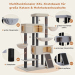 Mega™ – Katzenbaum XXL 209 cm mit 5+ Ebenen, 3 Hängematten & 2 Höhlen